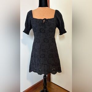 7 For All Mankind Black Eyelet Mini Dress